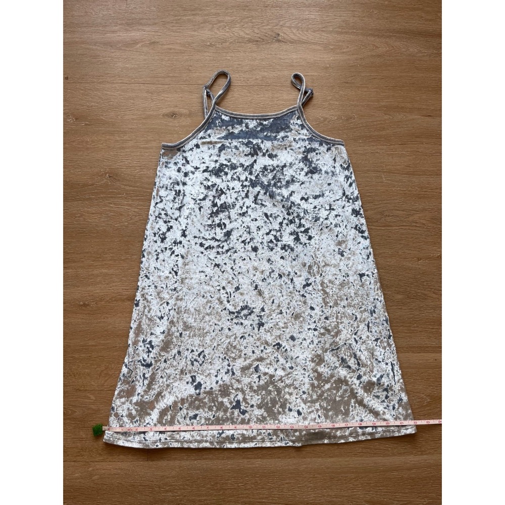 Art Class Tank Dress Girls L Silver Crushed Velvet Sleeveless Spaghetti Strap